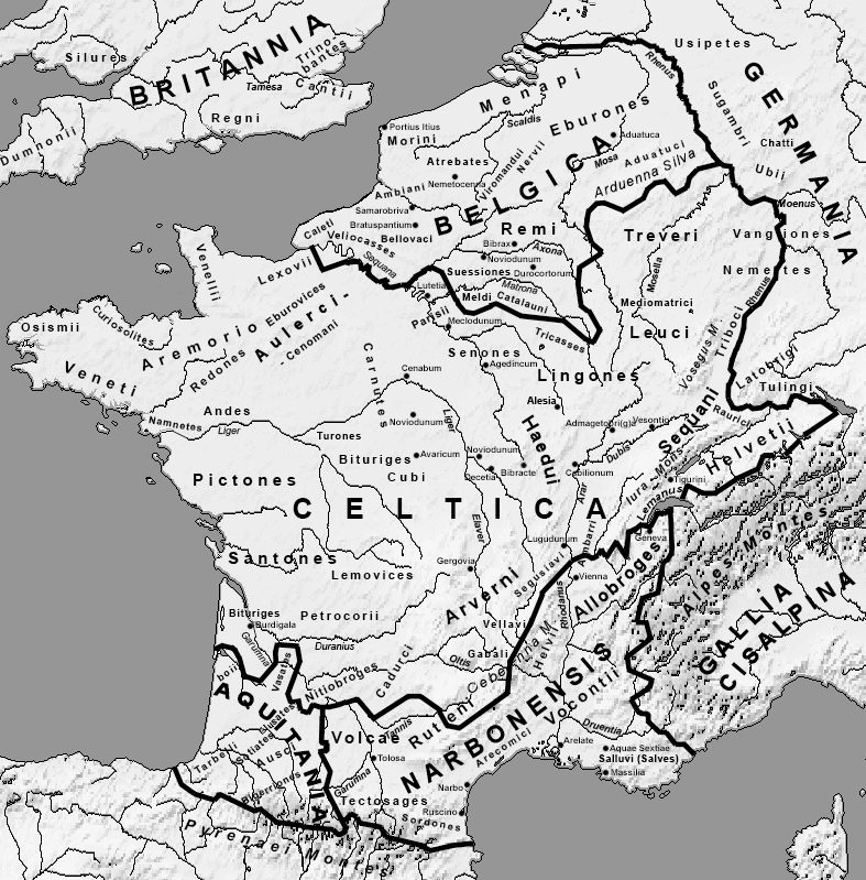 A map of Gallia Celtica and Belgica.